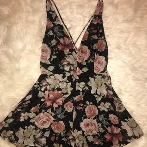 Black floral romper